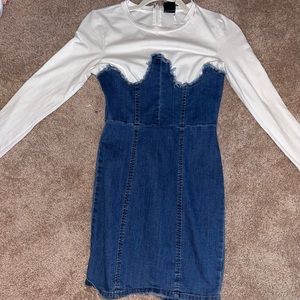 Womens Fitted long sleeve jean dress